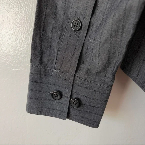 Theory Striped Button Down Long Sleeve Cotton Shirt - Picture 5 of 5